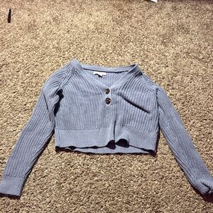 Stylish Blue Cropped Cardigan